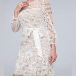 NWT White House Black Market Long Sleeve Guipuer Lace Shift Chemise Shift Dress